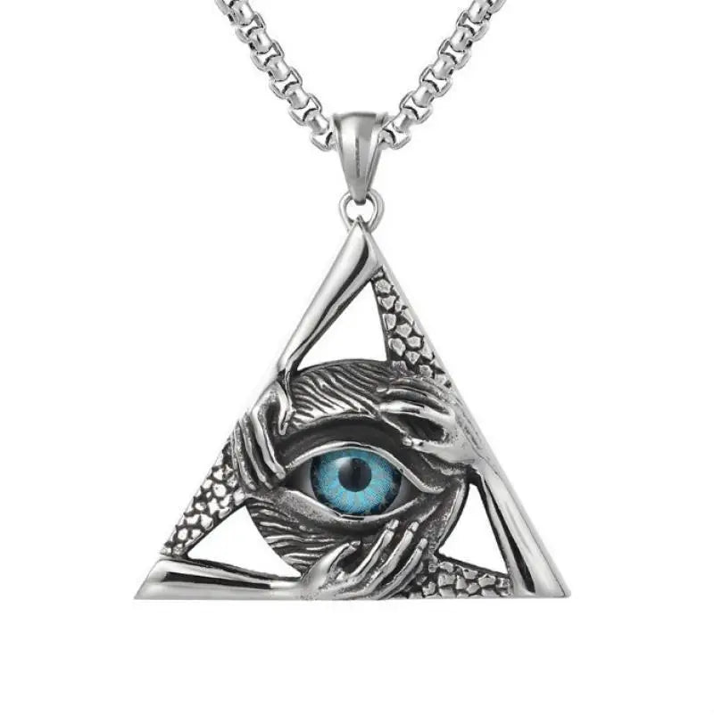 New Style Ancient Egyptian Pyramid with Huras the God Eye Pendant Necklace Men's Trend