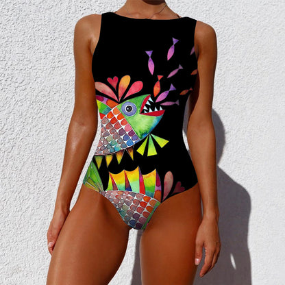 Classic Printed One-piece Suit Beach Wear For Female 2025 style for beach and swimming pool