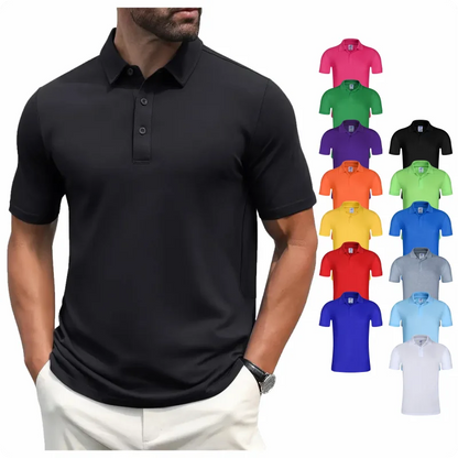 family Summer Solid Color Lapel Short-sleeved Casual Daily Outdoor Polo Shirt Fashion Button Top 13 colors