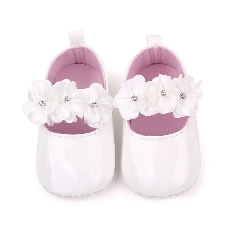 lovely dress shoes 0-15 months  Flower Decore Leather Flats Shoes. fashion and comfortable (Non-Slipper)