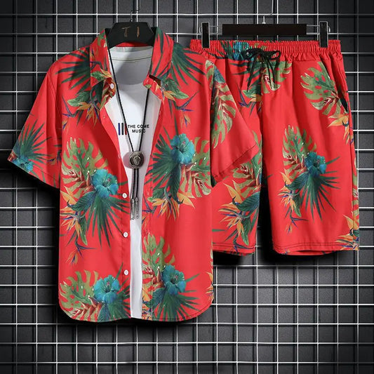 Beach Clothes For Men 2 Piece Set Quick Dry Hawaiian Shirt and Shorts Set Men Fashion Casual Outfits Summer