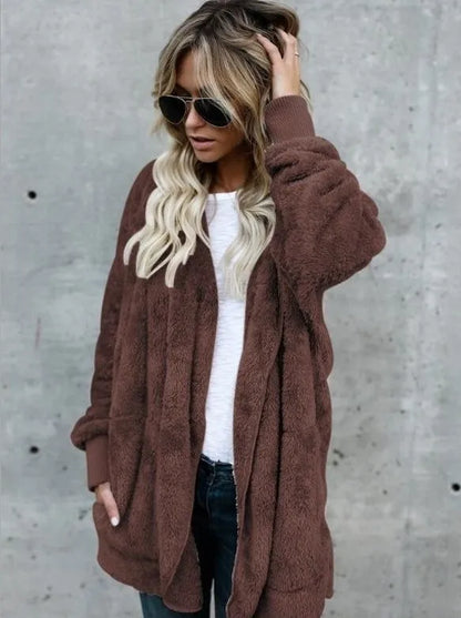 Winter 2025 Double Fleece Cardigan Jacket Women