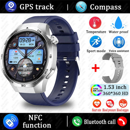 Huawei Xiaomi 2025 GT5 Pro Men Smart Watch AMOLED HD Screen GPS NFC Heart Rate Bluetooth Call IP68 (Waterproof )