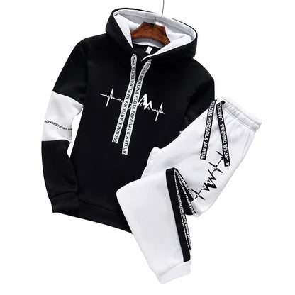 Mens 2025 Casual Hooded Sweatshirt Jogging Clothing High Quality Simplicity Versatile Printing Tops Pants Suit