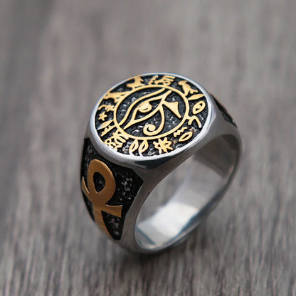 Vintage Egyptian Eye of Horus Rune Ring For Men women and boys