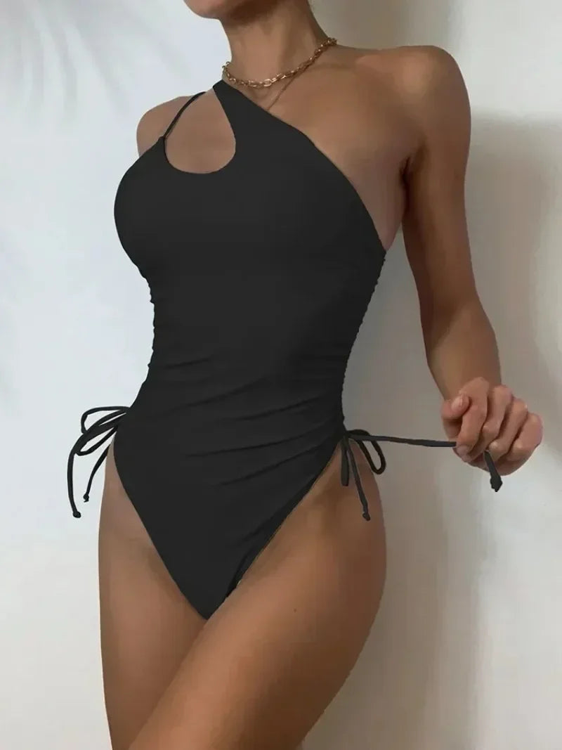 Fashion Swimwear Pool &  Beach Bandage Bathing Deep V Neck One Piece Women Swimsuit