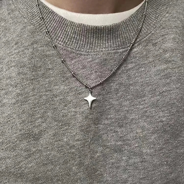 Simple Trendy Star  Necklace Pendant Neck Jewelry Accessories Women Men's Fashion Party