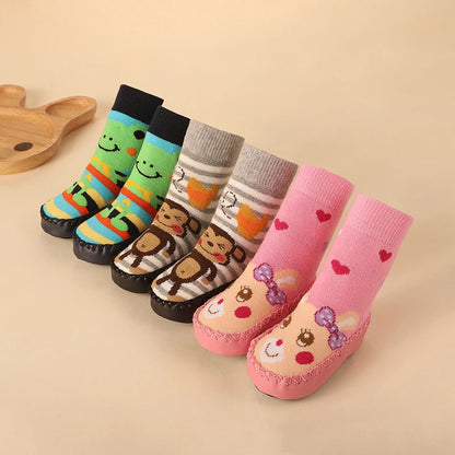 Baby Girls & Boys Cute Cartoon Animal Floor Socks with Rubber Cotton Warm Shoes 0-2 Years