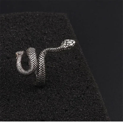 Fashion Retro Exaggerated Spirit Snake Ring Punk Adjustable Opening Snake-shaped