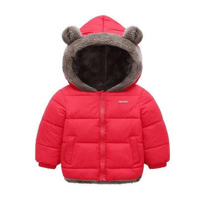 Baby Boys Girls Jacket Hooded Cotton Outerwear Children's Thick Fleece Coat