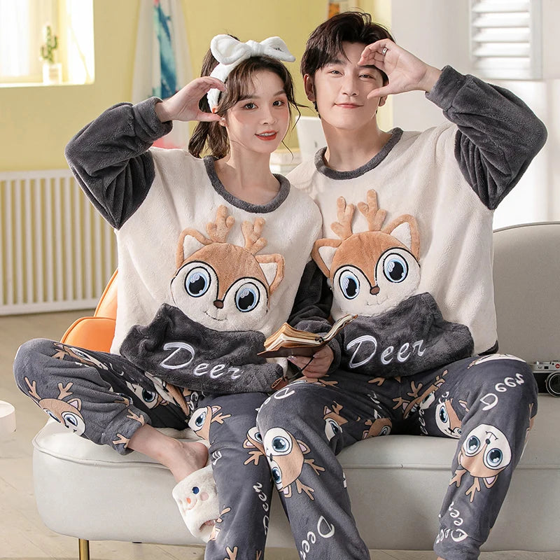 Autumn Winter Home Clothes Cartoon Lovers Sleepwear