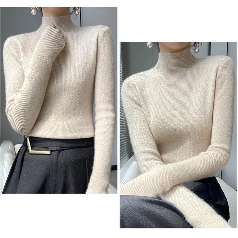 Solid Color Slim Fit Knit Sweater