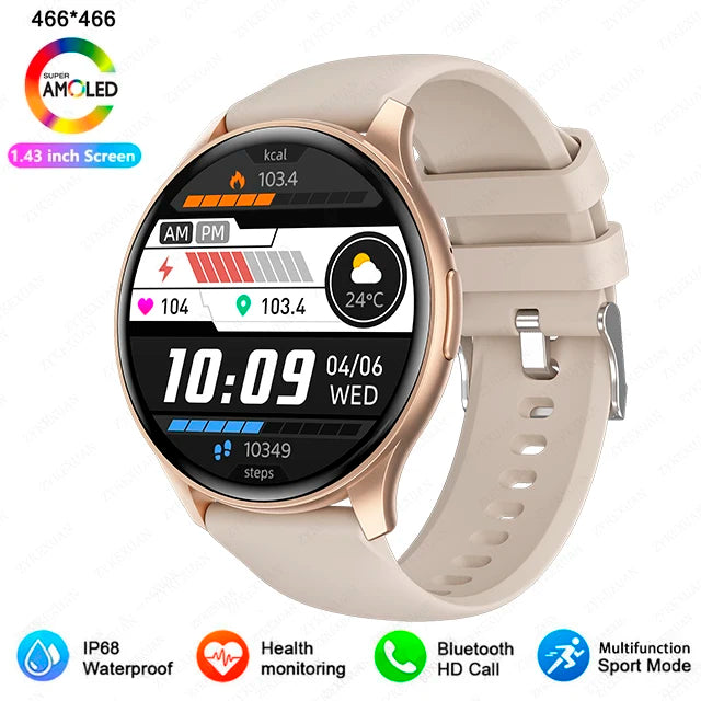 New 2025 Women & men Fashion 1.43 inches Bluetooth Call Smartwatch  AMOLED 466*466 HD Pixel Display Smart watches