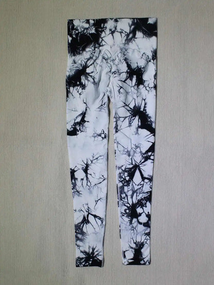 Ladies' Seamless Tie-Dye Scrunch Yoga Leggings: High-Waisted Workout Sports Pants