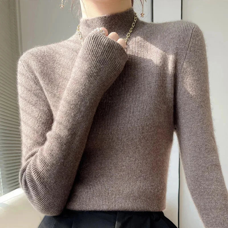 Solid Color Slim Fit Knit Sweater