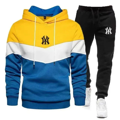 Men's Sets Spring Autumn Zipper Hoodie and Pants 2 Pieces Casual Tracksuit Male Brand Running Jogging Sportswear Suit