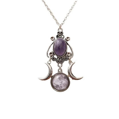 Fashion Black/red/purple Triple Moon Pendant Necklace Jewelry