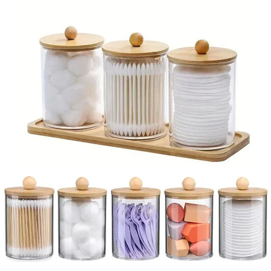 Storage Organizer Holder Canister Apothecary Jars with Lid for Cotton Rounds