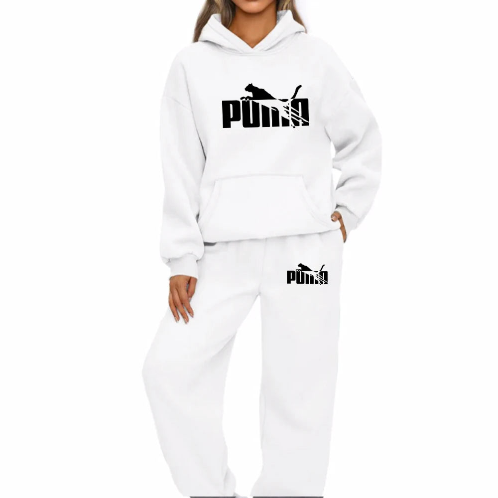 New Autumn Winter Woman Fashion Printing Tracksuit Hoodies+Sweatpants 2-Piece Fashion Causal Jogging sweatshirt Clothes