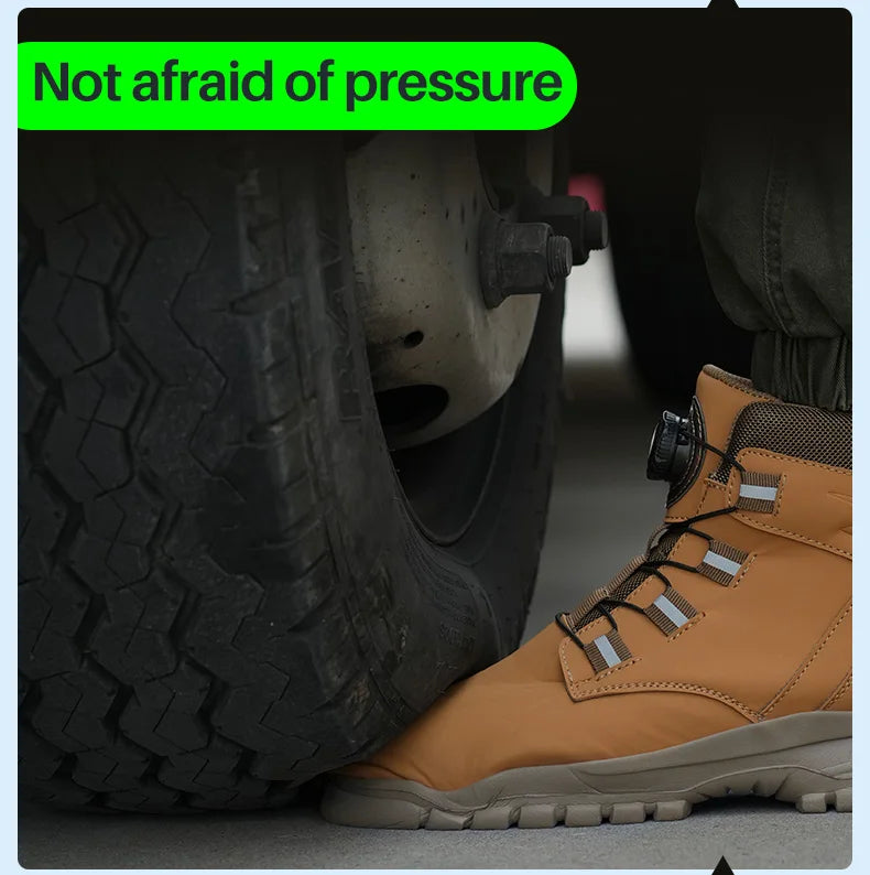 Saftey Rotating Button Work Shoes for Men Anti Puncture Work Sneakers Waterproof Black Work Safety Shoes Non Slip Steel Toe Boots