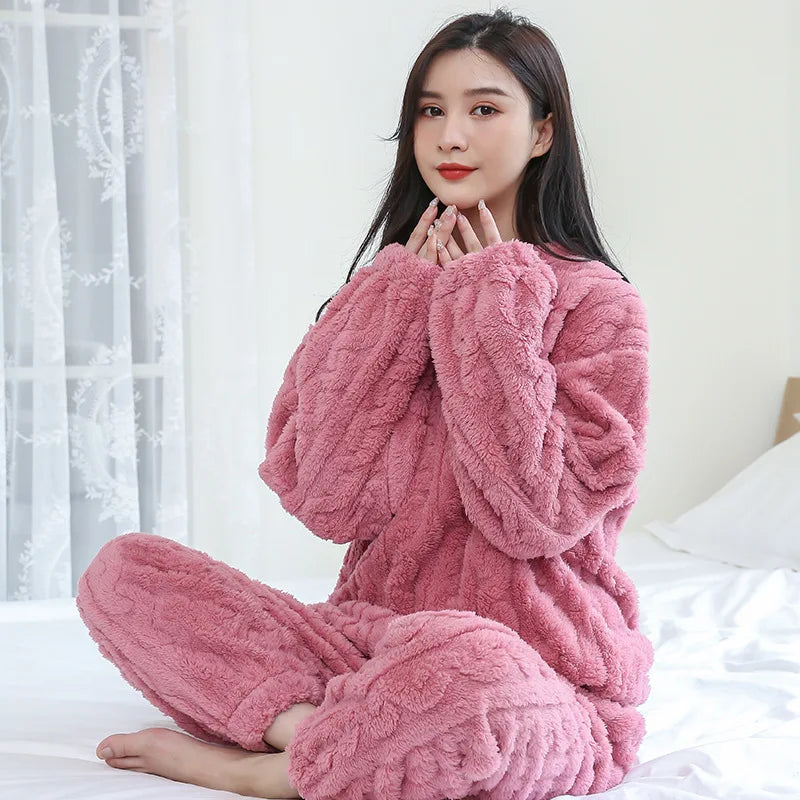 Winter New Couples Pajamas Homewear Suit Men and Women Shu Cotton Fall and Warm Winter Homewear