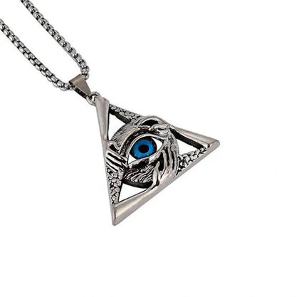 New Style Ancient Egyptian Pyramid with Huras the God Eye Pendant Necklace Men's Trend