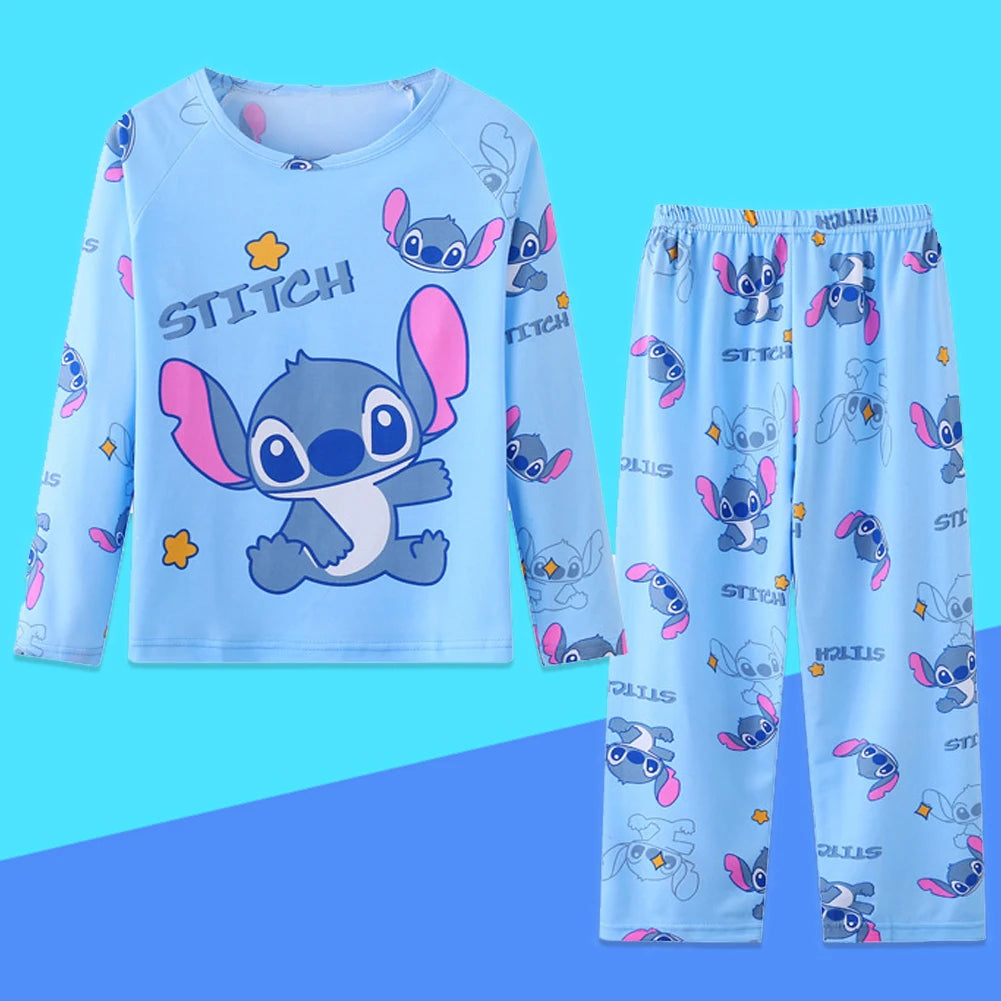 Spring Autumn Children's Clothing Sets Stitch Cartoon Boy & girl Sleepwear  3-11 years