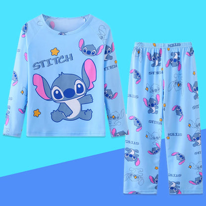 Spring Autumn Children's Clothing Sets Stitch Cartoon Boy & girl Sleepwear  3-11 years