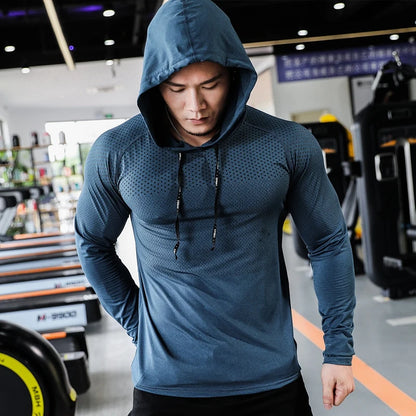 Men's Fitness Tracksuit Running Sport  Workout Shirts Muscle Training Sweatshirt