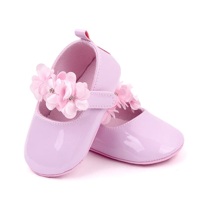 lovely dress shoes 0-15 months  Flower Decore Leather Flats Shoes. fashion and comfortable (Non-Slipper)