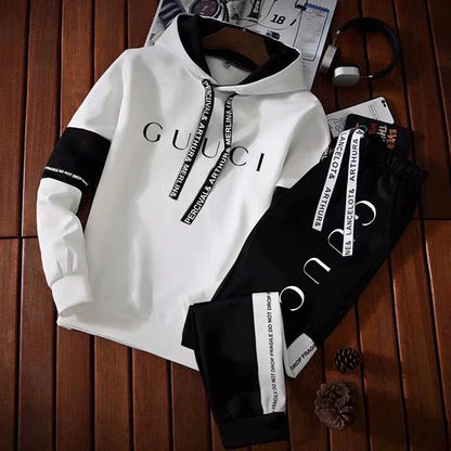 Trendy Men Tracksuit Casual Hooded Sweatshirt Jogging Sport Street Daily Clothing Printing Versatile Tops Pants Suit S-3XL