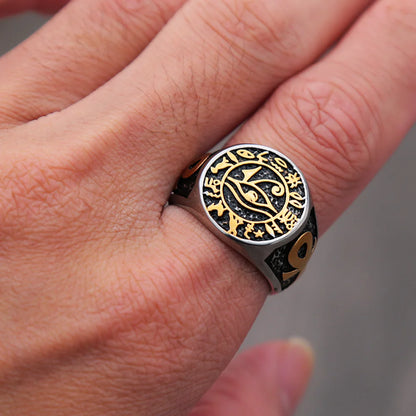 Vintage Egyptian Eye of Horus Rune Ring For Men women and boys