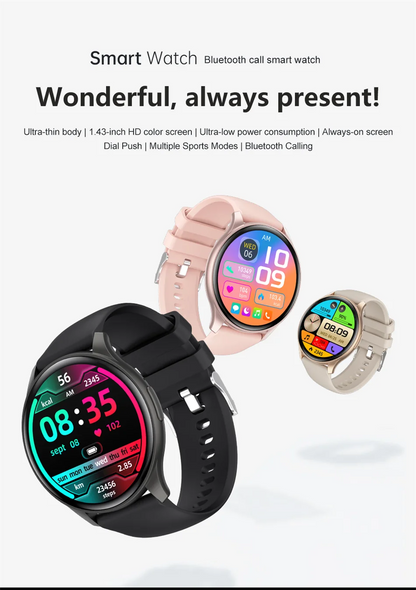 New 2025 Women & men Fashion 1.43 inches Bluetooth Call Smartwatch  AMOLED 466*466 HD Pixel Display Smart watches