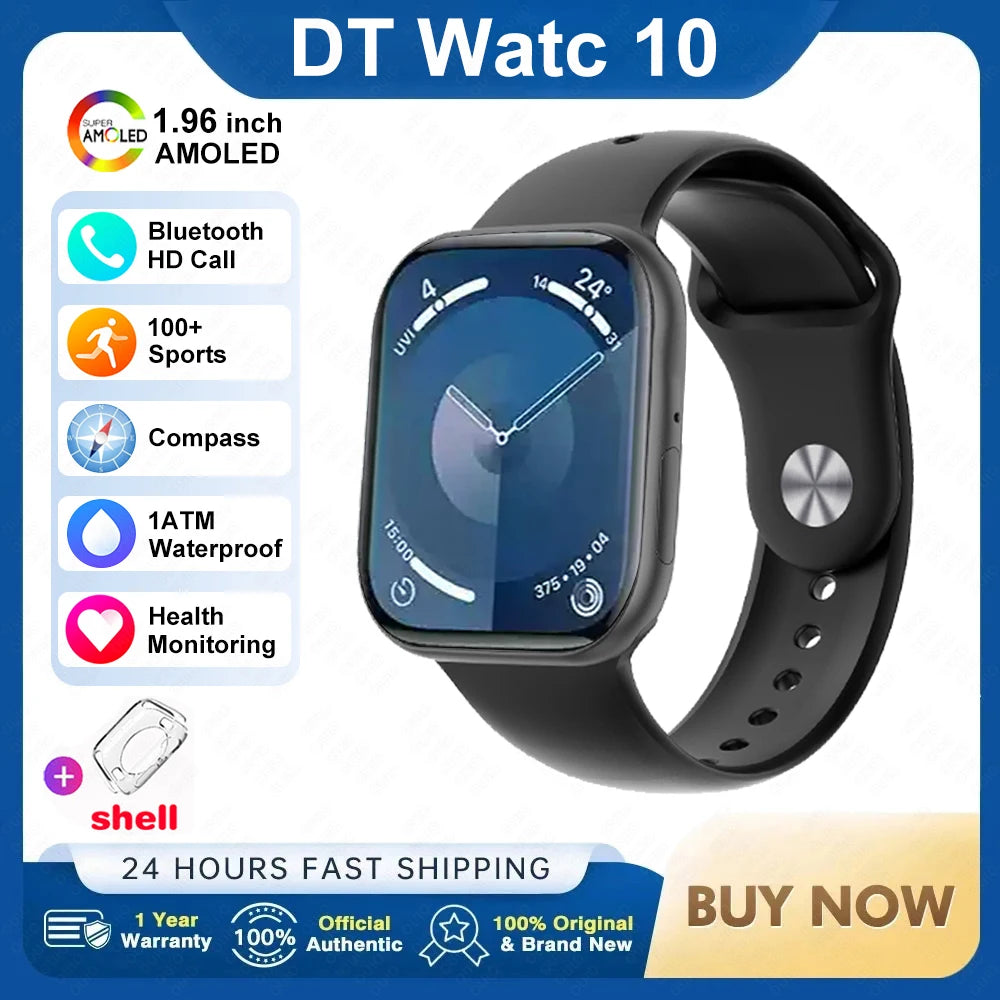 New For Apple 2025 DT Watch 10 Smart Watch Men HD AMOLED 4GB Memory Music 3D Surround Bluetooth Call Waterproof Smartwatch Woman