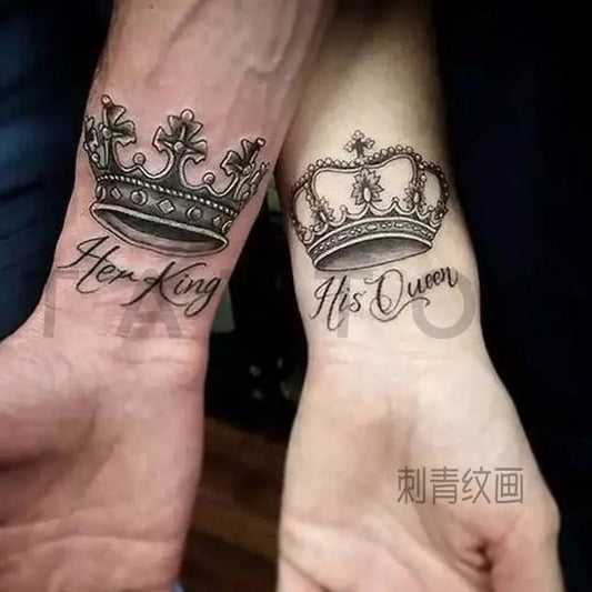 Crown Temporary Tattoo Art Couple Queen King Fake Tattoo Lasting Tattoo Sticker