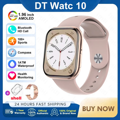 New For Apple 2025 DT Watch 10 Smart Watch Men HD AMOLED 4GB Memory Music 3D Surround Bluetooth Call Waterproof Smartwatch Woman