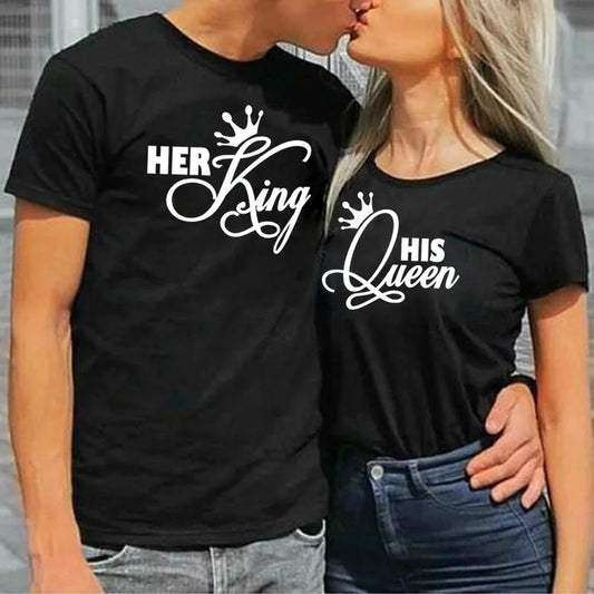 Couple summer T-shirt Summer Her King & His Queen Couples T Shirt