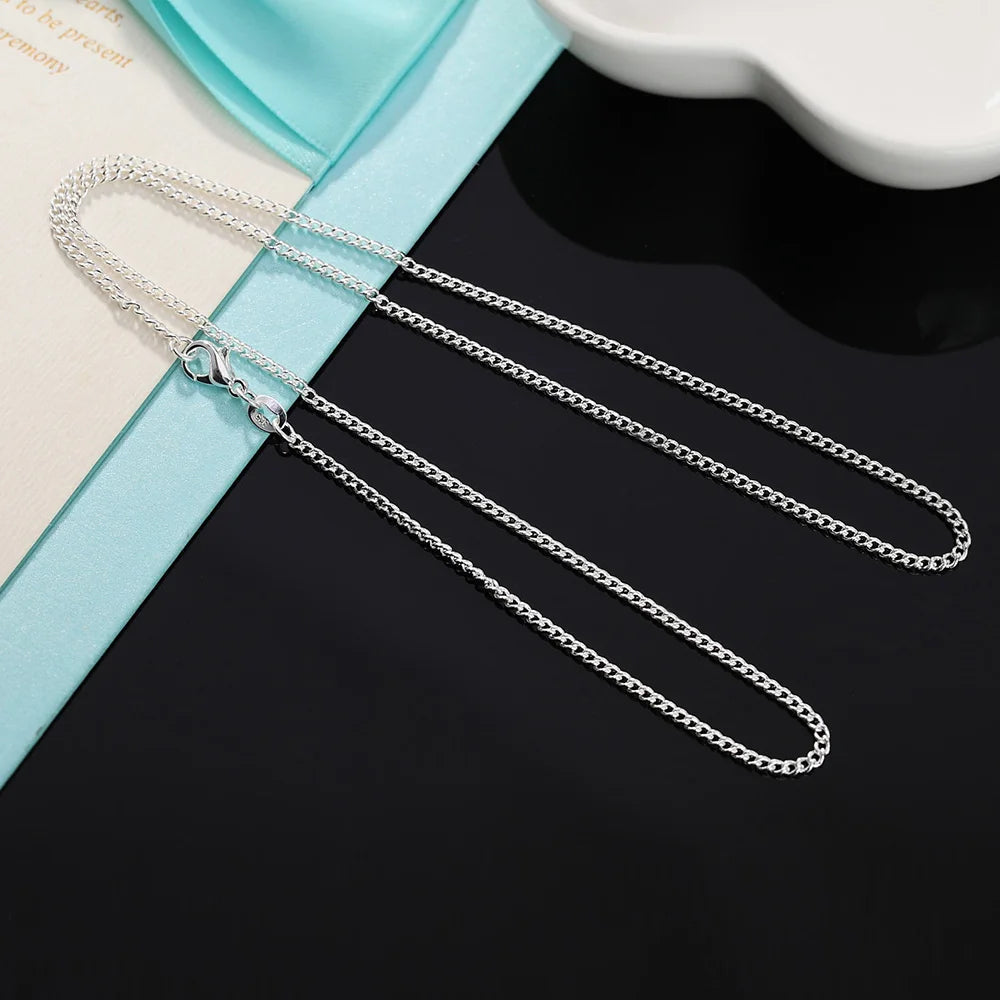 New 925 Sterling Silver Necklace 16/18/20/22/24/26/28/30 Inches 2MM String For Women Men High Quality 2025 Gifts