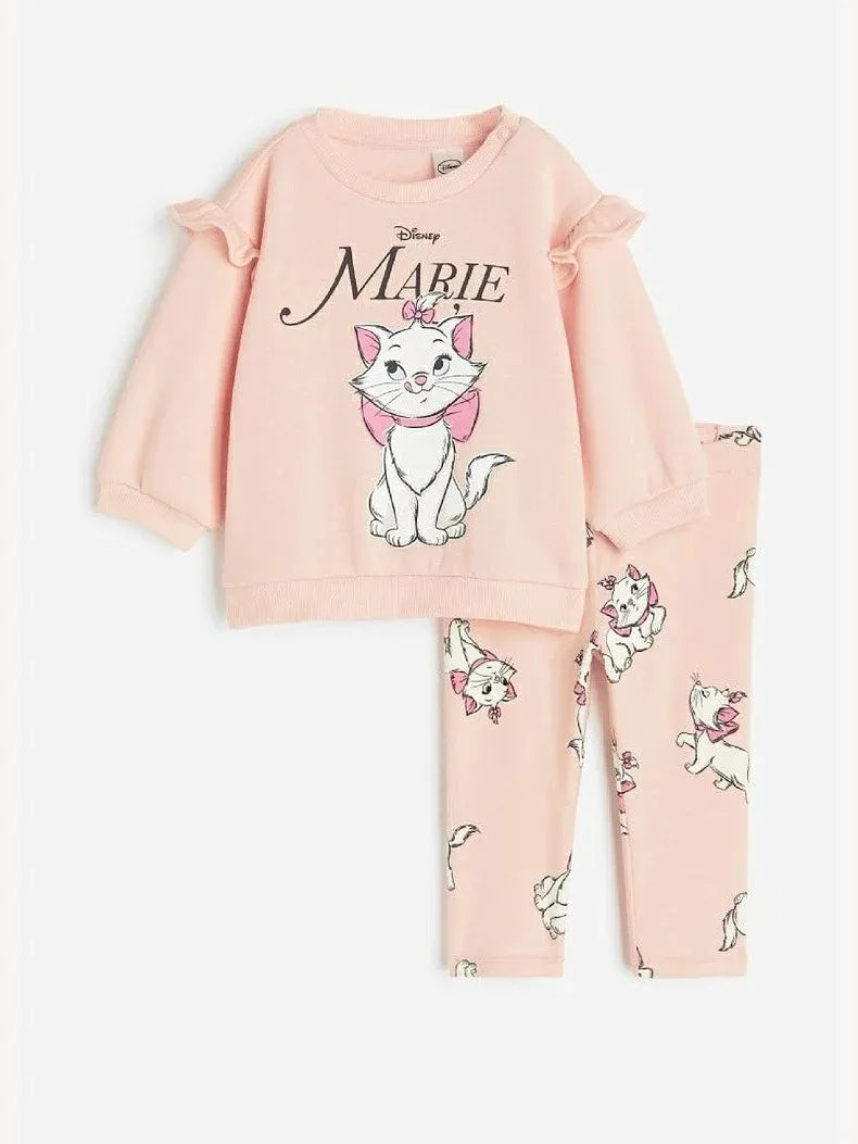 Cute Minnie Print Tops 2 pcs For Girls Child Autumn Long Sleeve Tracksuits New Fashion Clothing Kids Casual Hoodies + Sweatpants