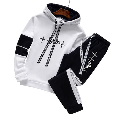 Mens 2025 Casual Hooded Sweatshirt Jogging Clothing High Quality Simplicity Versatile Printing Tops Pants Suit