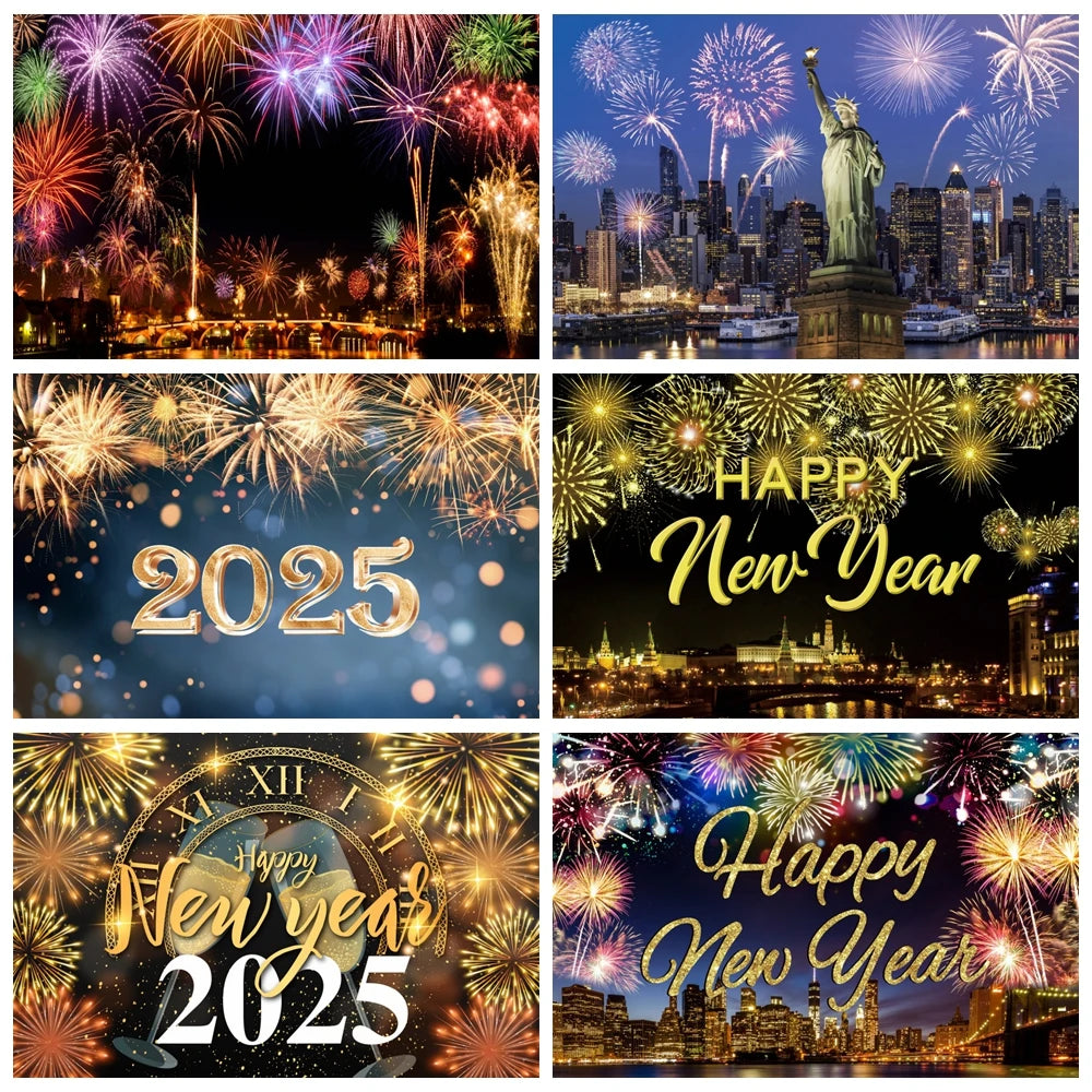 Happy New Year 2025 Backdrop