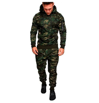 Men's Sportswear Set Two-piece Casual Jogging Warm Breathable Fitness Sportswear Set Military Tactical Hoodie + Trousers