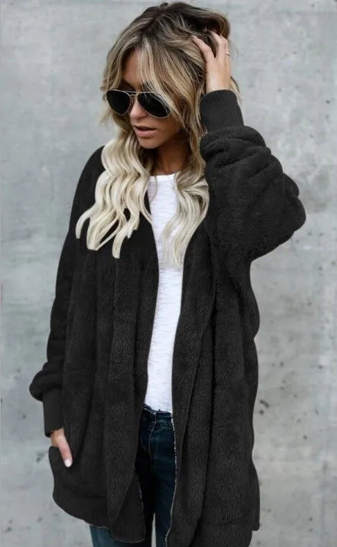 Winter 2025 Double Fleece Cardigan Jacket Women