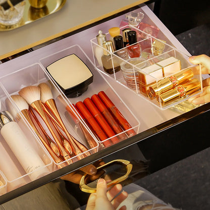 Clear Acrylic Makeup Layered Storage Box Dressing Table Cosmetic Lipstick Finishing Grid Box