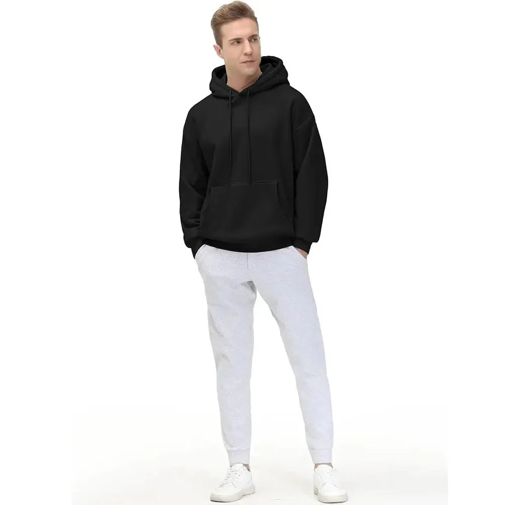 Spring/Fall Men's and women's plain black/grey hooded sweatshirts Street wear Running sweatshirts