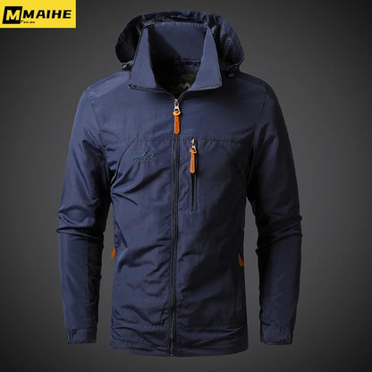 Men's Windbreaker Jackets Waterproof Military Hooded Coat Male