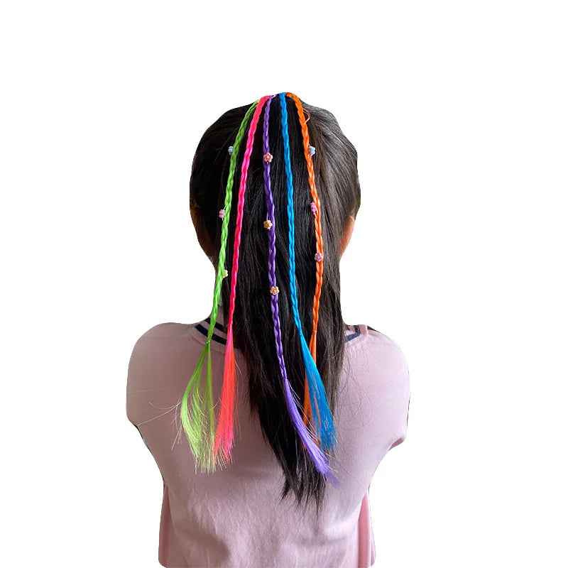 New Girls Colorful Wigs Ponytail Headbands Rubber Bands Beauty Hair Bands