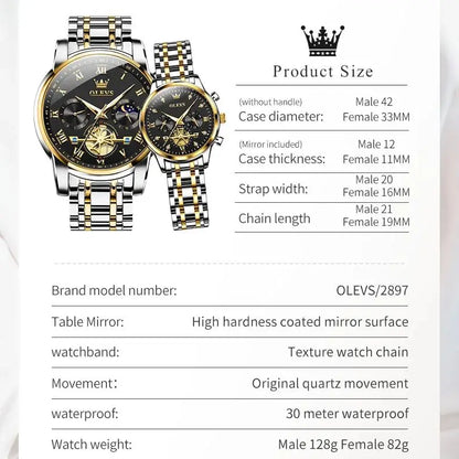 Top Luxury Brand Quartz Couple Watch Lover Gift Couple Gifts