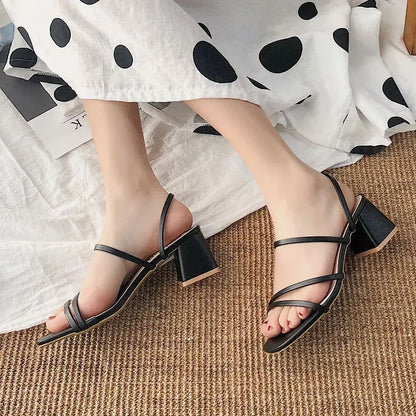 Women New Fashion Summer High-Square Heeled