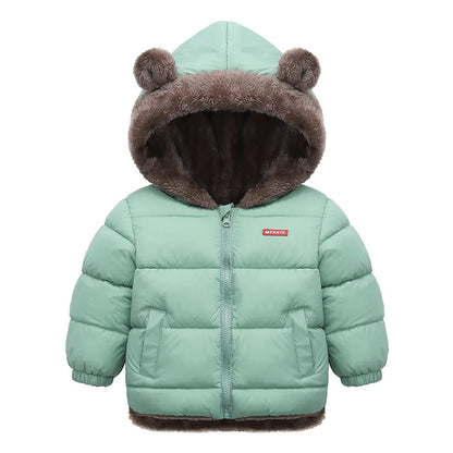 Baby Boys Girls Jacket Hooded Cotton Outerwear Children's Thick Fleece Coat